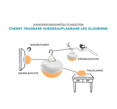 Lâmpada portátil recarregável CHERRY WARM (1800K)