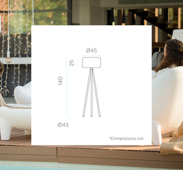 CANDEEIRO DE PÉ DE DESIGN COM PERNAS DE MADEIRA CHLOE 140