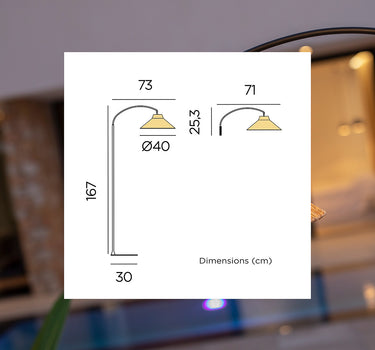 Luminária de pé com arco sem fios NIZA 165