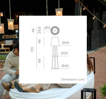 Candeeiro de pé sem fios com carga solar OKINAWA