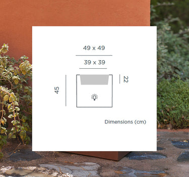 Floreira quadrada com luz NARCISO 50