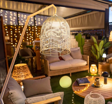 Candeeiro de pé branco e sem cabos SANTORINI