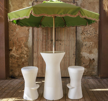 Chapéu de Sol vintage verde com franjas TULUM ø230